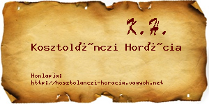 Kosztolánczi Horácia névjegykártya